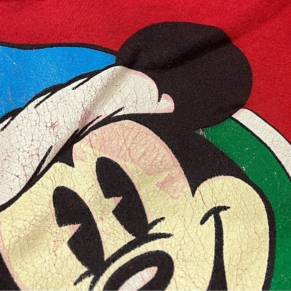 Vintage 1980s Mickey Mouse Disney Cartoon Christmas Ugly Sweatshirt - Picture 5 of 7